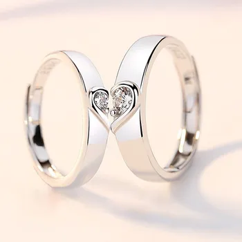 2 nye Pc 'er Kærlighed Hjerte Zircon Par Ringe Sæt Mode Elsker Bridal Wedding, Engagement Valentine' s Day Ring Smykker Gaver
