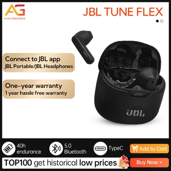 JBL TUNE FLEX Trådløse Bluetooth Øretelefoner In-Ear Øretelefon Musik T225 t220 Hovedtelefoner Aktive Noise Cancelling IPX4 Vandtæt