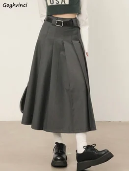 Plisserede Nederdele Kvinder, Damer Temperament Solid All-passer til Afslappede Klassiske Vintage koreansk Stil, Mode Ulzzang Foråret Ankel-længde