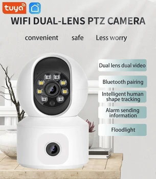 SmartCnet Tuya Smart Liv 4MP Dobbelt Linse WiFi Kamera Dual Screen Auto Tracking Ai Menneskelige Indendørs secuiryt CCTV Videoovervågning