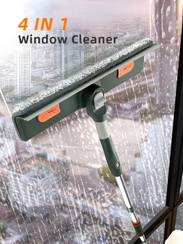 Udvidet vinduespudsning Mop Vindue Renere Glas Viskerblade med Silikone Skraber Multifunktionelle Husstand Rengøring af Værktøj