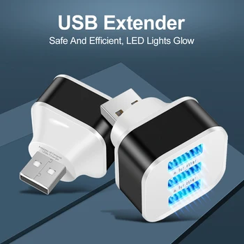 USB2.0 HUB Hurtig Opladning 3 USB-Porte Splitter Mobiltelefon, Tablet Tastatur, Mus Opladere Væg Adapter med LED-Indikator