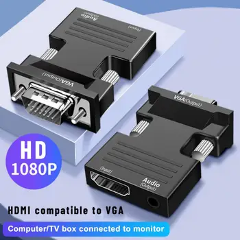 VGA Til HDMI-kompatibel Adapter Omformer 1080P HDMI-kompatibel VGA-Adapter Til Bærbare PC Til HDTV, Projektor, Video, Audio Converter