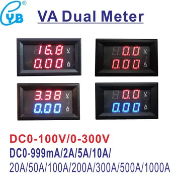 YB27VA DC0-100V 300V LED Digital Voltmeter Amperemeter 999mA 10A 20A 50A 100A Amp Volt Spænding Nuværende Meter Tester Dobbelt LED-Display
