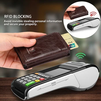 Bullcaptain Kreditkort Indehaveren Mænd Tegnebog RFID-Blokering Beskyttet Aluminium Box Læder Tegnebøger med Penge Klip Kort holder
