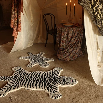 Kreativ kunst dyr tæppe stort område, stuen, gulvtæpper behagelig blød soveværelse tæppe tiger, løve tæpper balkon tapis Tapete 양탄자