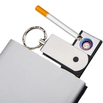 Mini-USB-Lighter Smart Dobbelt-Sidet Cigarettænder Nøglering Flash-Drev Type Udendørs Vindtæt Metal Elektronisk Lighter Gaver
