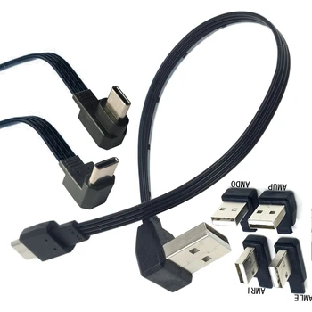 USB-C Type C Mandlige OP Ned Venstre Højre Vinklet 90° i forhold til USB 2.0 Mandlige datakabel USB Type-c Fladskærms-Kabel 0,1 m/0,2 m/0,3 m/0,5 m