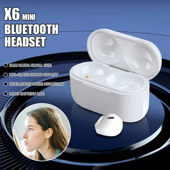 X6 TWS Trådløse lnvisible Bluetooth-Hovedtelefoner, Mini Semi-I-Øret Øretelefoner støjreduktion Sports Headset Tryk Gaming Hovedtelefoner