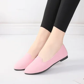 2023 Mode Sko Kvinder Solid Candy Farve Flok Sko Kvindelig Loafers Ballerinasko Afslappet Mor Sko Shoes Mujer Plus Størrelse 43