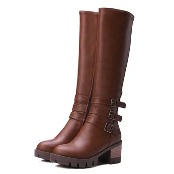 ASUMER stor størrelse 34-43 mode knæet støvler rund tå zip-buckle-pladsen hæl sko kvinde, efterår, vinter støvler kvinder høje støvletter