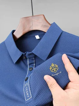 High-end åndbar glat T-shirt med korte ærmer til mænd Revers top 2022 sommeren udsøgt brodering polo shirt tendens mænds tøj