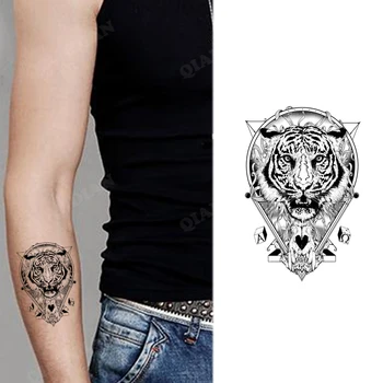Lille Vandtæt Midlertidig Falske Tatoveringer Mærkat Tiger Wolf Dragon Pil Kompas Fashion Art Arm, Håndled, Hals Mini Mand Tatoo