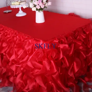 SK010H flere farver skræddersyet bryllup pjusket rød blå pink sort blush lilla guld organza curly willow tabel nederdel