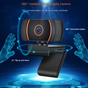 1080P Webcam-Kamera med Indbygget Mikrofon og Fleksibel, Drejelig Klip for Bærbare computere Desktop-Undervisning samt Møde-og Gaming osv.