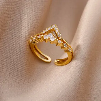 Drøm Prinsesse Ring Serie Crown Justerbar Blomst Ringe Engagement Bryllup Smykker Til Kvinder Hjertet Røde Perler Bijoux Elsker Gaver