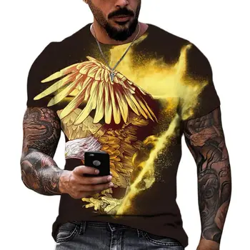 Nye Mænd T-shirt dyreprint 3D Eagle Print T-shirt til Sommeren Afslappet Kort Ærme Retro Harajuku Oversize Tøj Toppe