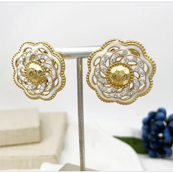 Elegant italiensk 18K Guld Smykker Sæt Luksus Kvinder Halskæder Guld Farve Dubai Smykker, Bruden Bryllup Fest Tilbehør