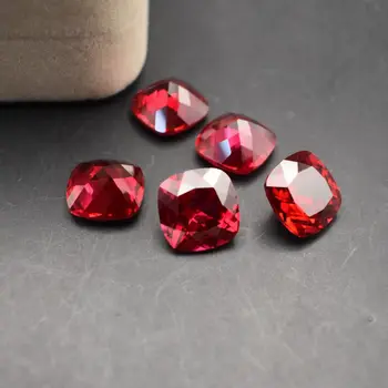 Luksus Red Ruby Naturlig Udvundet 12x12mm 10.5 Cts Sri-Lanka AAAAA+ Pigeon Red Ruby Cushion-Cut VVS Løs Perle Til smykkefremstilling