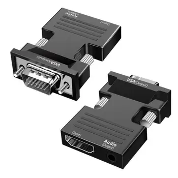 VGA Til HDMI-kompatibel Adapter Omformer 1080P HDMI-kompatibel VGA-Adapter Til Bærbare PC Til HDTV, Projektor, Video, Audio Converter
