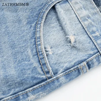 ZATRHMBM Kvinder 2023 Sommer Mode Patchwork Denim Mini Nederdel Vintage-Knap Op-Side Lommer, Høj Talje Kvindelige Nederdele Mujer